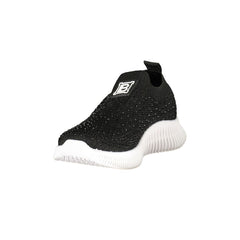 Black Polyester Athletic Sneakers