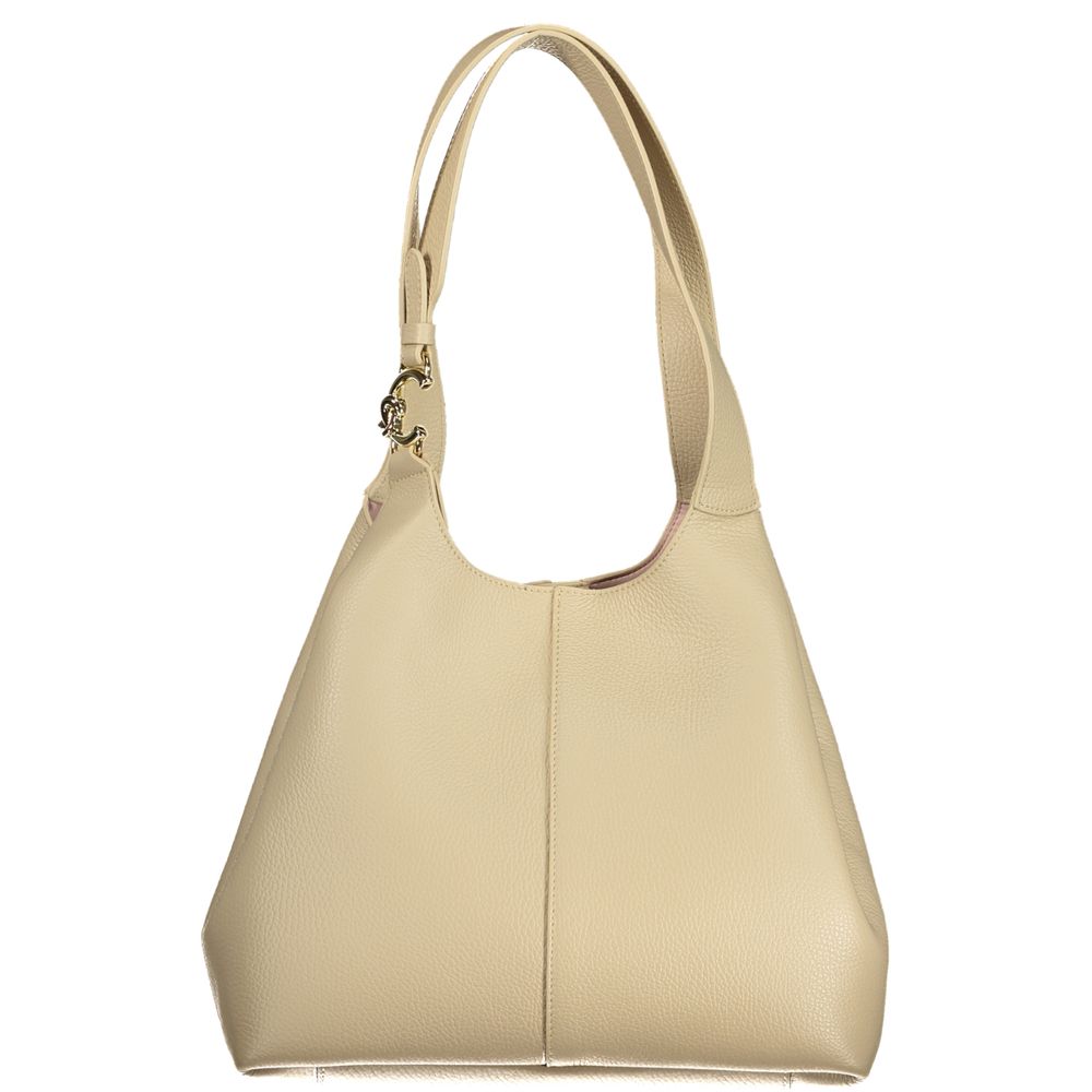 Beige Leather Women Handbag