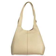 Beige Leather Women Handbag
