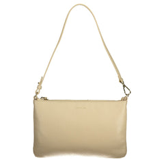 Beige Leather Women Handbag