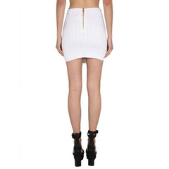 White Polyester Mini Skirt