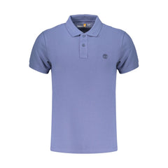 Blue Cotton Men Polo