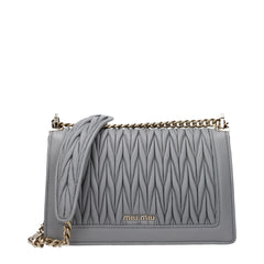 Gray Leather Crossbody Bag