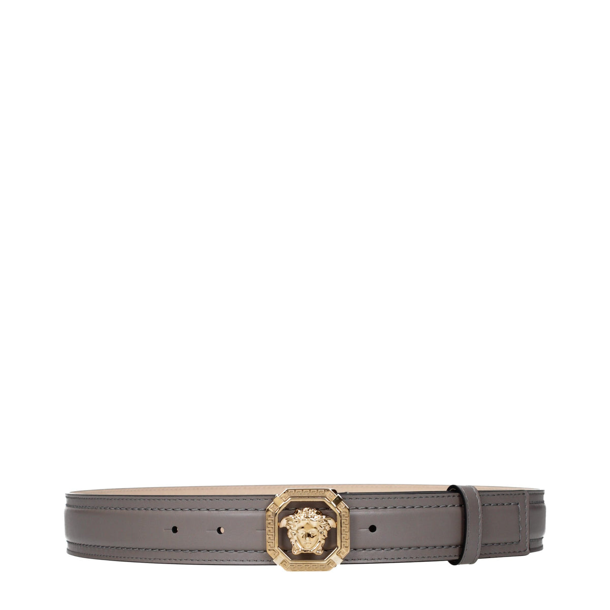 Gray Leather Regular Belt