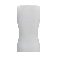 White Cotton Sleeveles T-Shirt