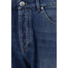 Blue Cotton Straight-Leg Jeans