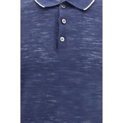 Blue Linen Polo Shirt