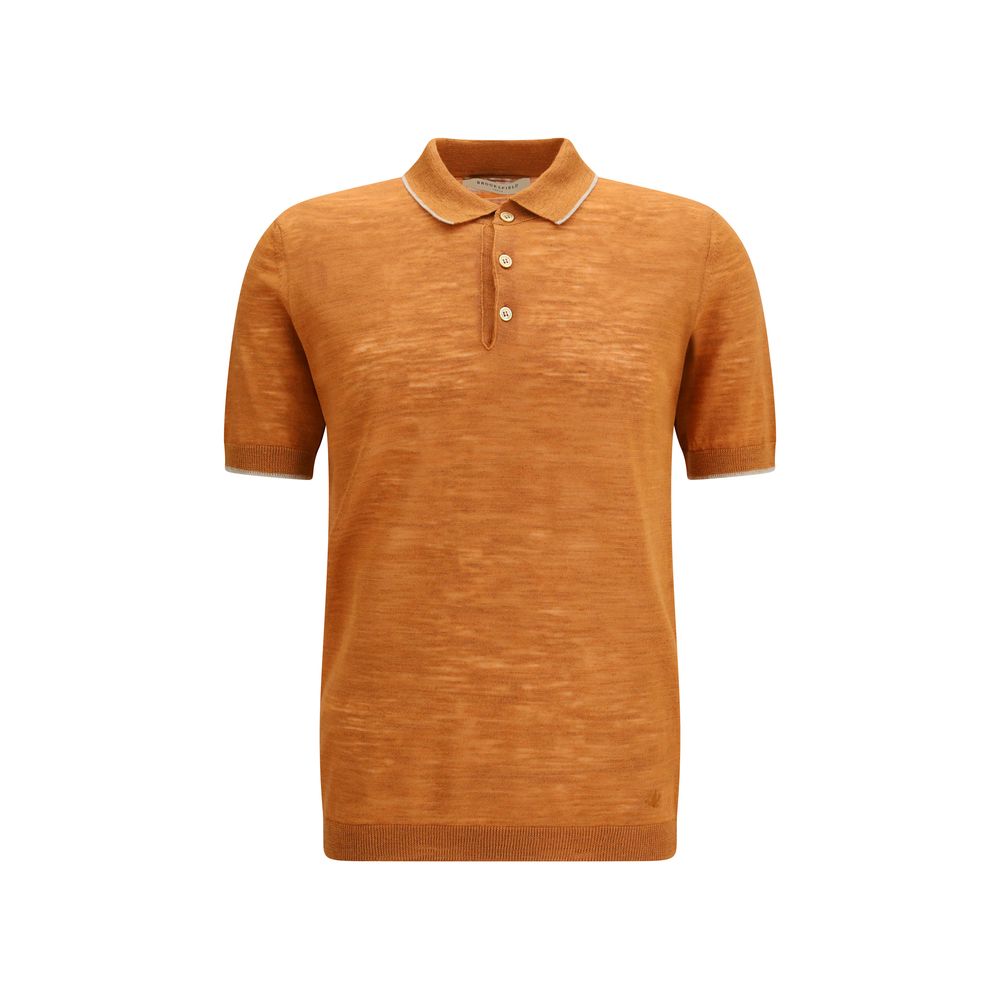 Orange Linen Polo Shirt