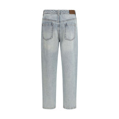 Blue Cotton Straight-Leg Jeans