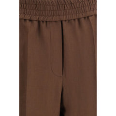 Brown Viscose Casual Pants