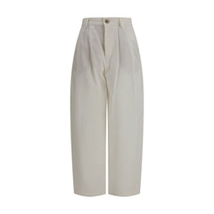 Beige Silk Casual Pants