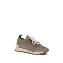 Beige Cotton Chunky Sneakers
