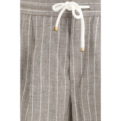 Beige Linen Casual Pants