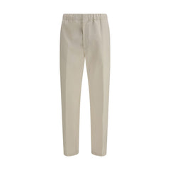 Beige Cotton Casual Pants