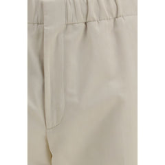 Beige Cotton Casual Pants