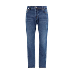 Blue Cotton Straight-Leg Jeans