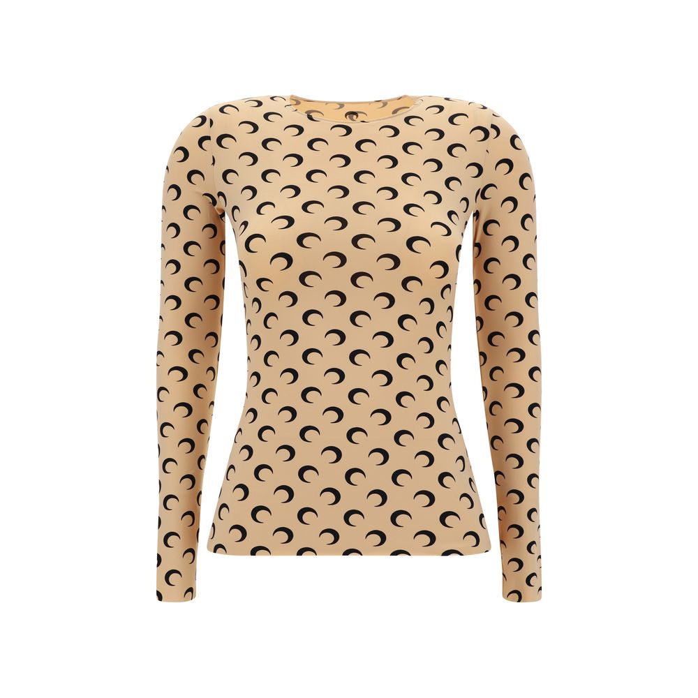 Beige Polyamide Long Sleeve T-Shirt