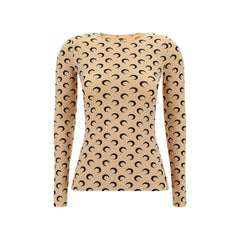 Beige Polyamide Long Sleeve T-Shirt
