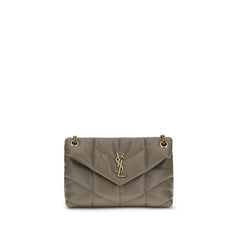 Gray Lamb Leather Shoulder Bag