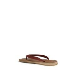 Beige Calf Leather Bos Taurus Flip-Flop Sandals