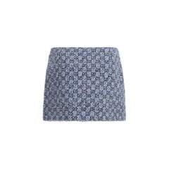 Blue Cotton Mini Skirt
