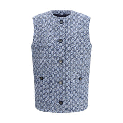 Blue Cotton Sleveless Jacket