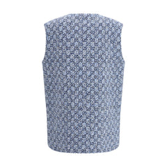 Blue Cotton Sleveless Jacket