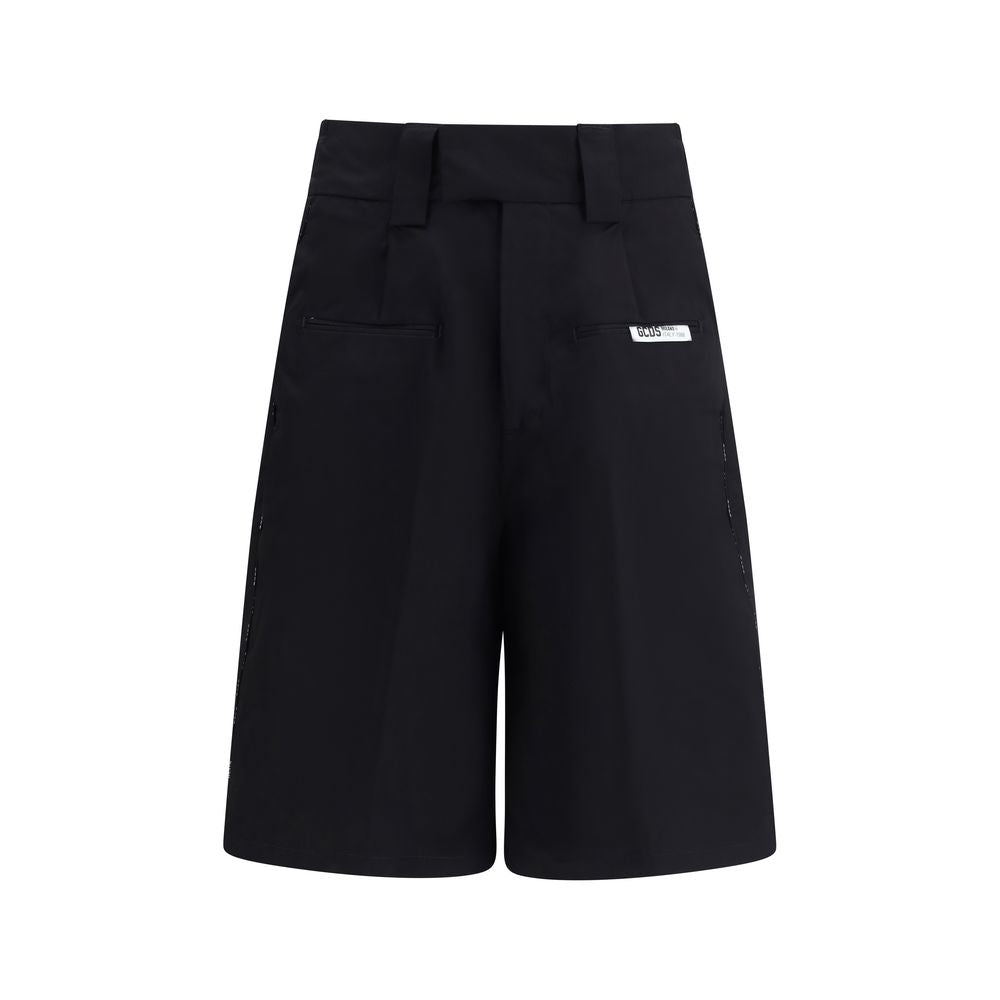 Black Cotton Bermuda Shorts