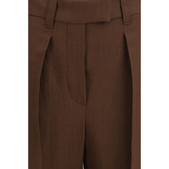 Brown Viscose Casual Pants