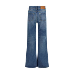 Blue Cotton Flared Jeans