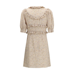 Beige Silk Casual Dress