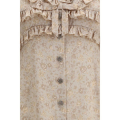 Beige Silk Casual Dress