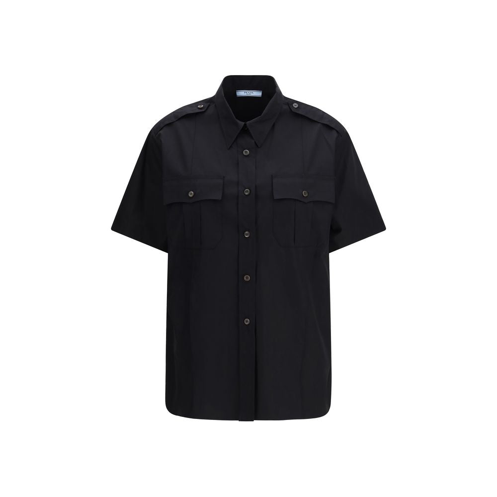 Black Cotton Shortsleeve Shirt