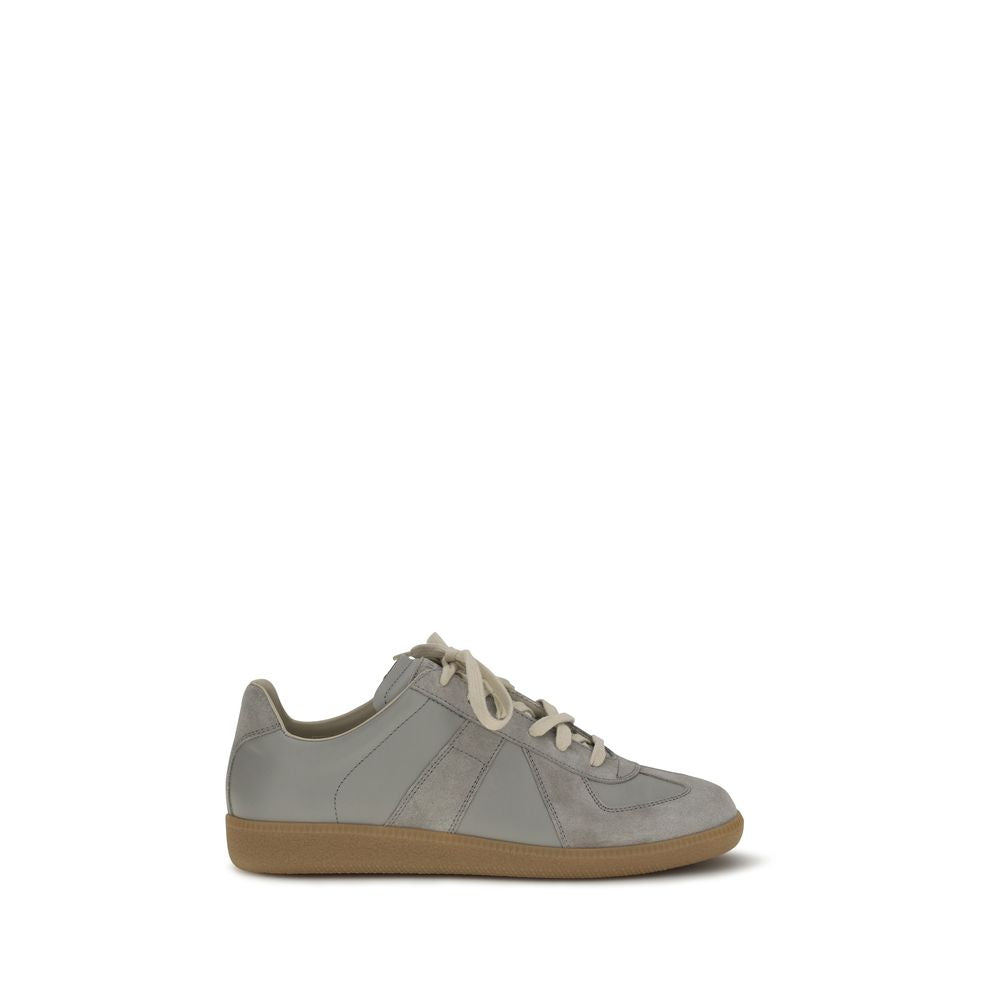 Gray Calf Leather Bos Taurus Low Top Sneakers