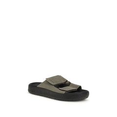 Bicolor Calf Leather Bos Taurus Flat Sandals