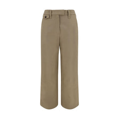 Beige Cotton Casual Pants