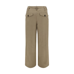 Beige Cotton Casual Pants