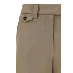 Beige Cotton Casual Pants