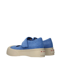 Blue Fabric Low Top Sneakers