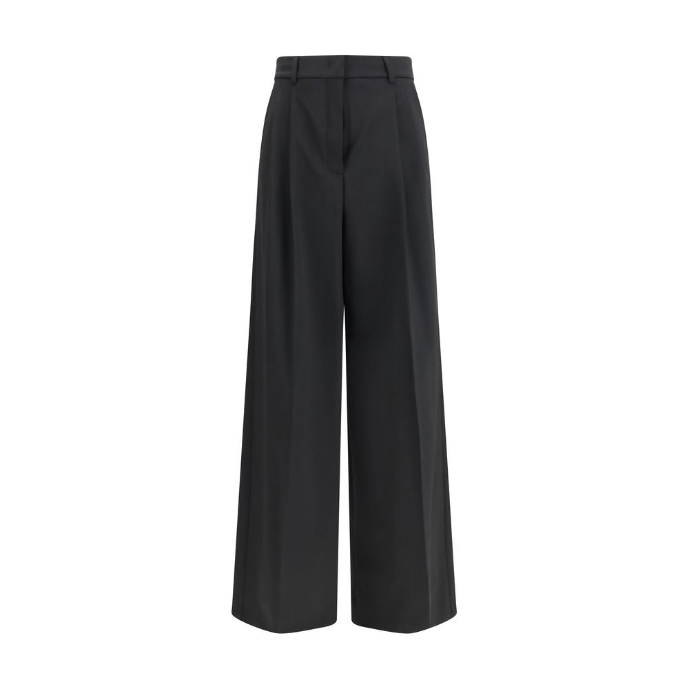 Black Polyester Casual Pants