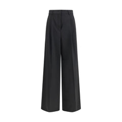 Black Polyester Casual Pants