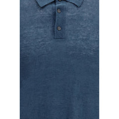 Blue Linen Polo Shirt