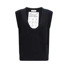 Black Elastane Sleeveles Sweater