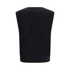 Black Elastane Sleeveles Sweater