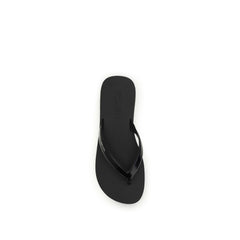 Black Calf Leather Bos Taurus Flip-Flop Sandals