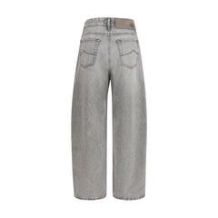 Gray Cotton Relaxed Fit Jeans