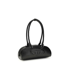 حقيبة كتف من جلد العجل الأسود Bos Taurus