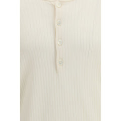 Beige Cotton Long Sleeve T-Shirt