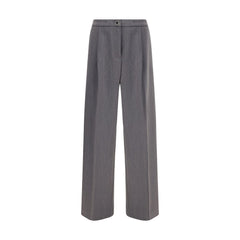Gray Polyester Casual Pants