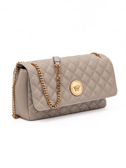 Taupe Quilted Leather Shoulder Strap Bag